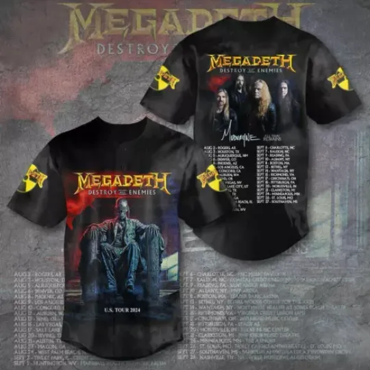 Megadeth Announces Destroy All Enemies US Tour 2024 Baseball Jersey Shirt