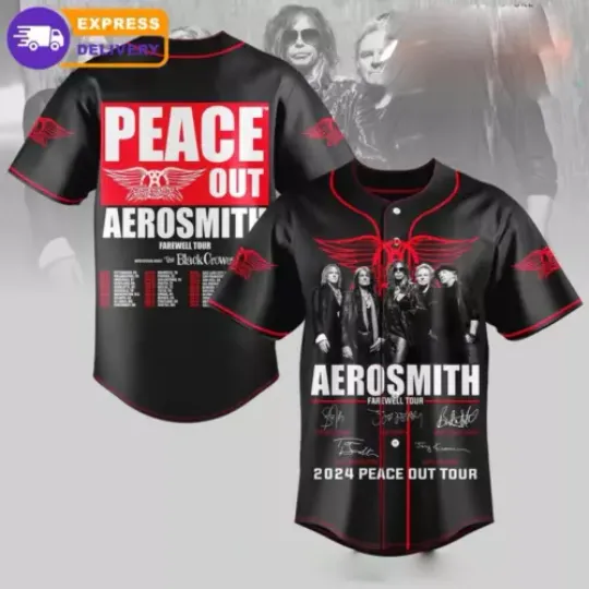 Discover Aerosmith Peace Out Farewell Tour 2024 Unisex Baseball Jersey For Men Women