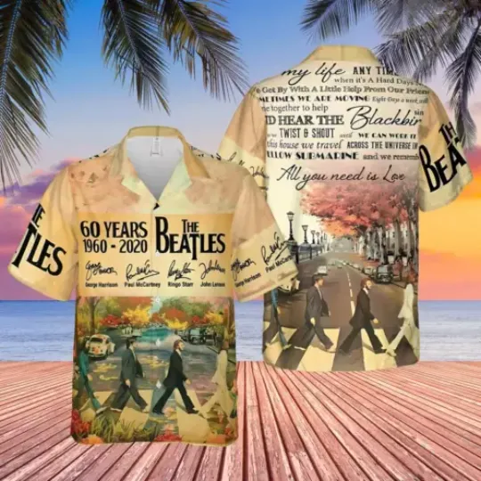 The Beatles #2 Hawaiian shirt, rock band, Abbey road, logo, Fan Gift