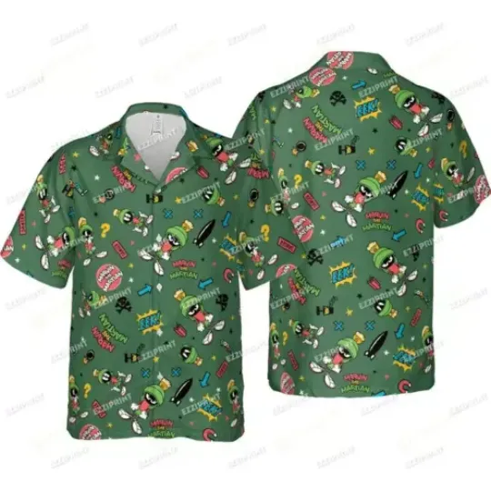 MARVIN THE MARTIAN LOONEY TUNES HAWAIIAN SHIRT, Gift For Men