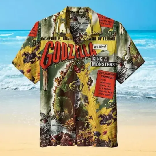 god zilla, King of Monsters Unisex Hawaiian Shirt