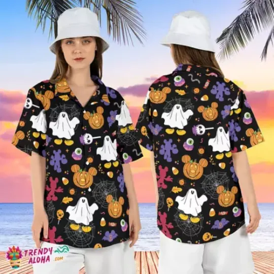 Discover Mickey Mouse Ghost Pumpkin Trick Treat Disneyland Halloween Tee