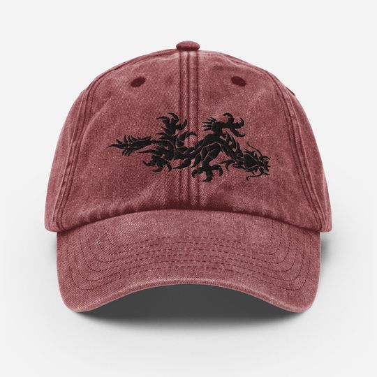 Dragon Vintage Hat, Tribal Komodo Dragon Vintage Baseball Cap