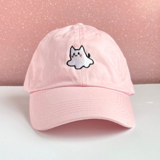 Discover Cat Ghost Embroidered Dad Hats with Adjustable Strap Back, Adult Unisex