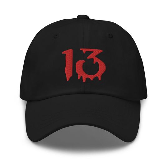 Discover Bloody Number 13 Lucky Halloween Embroidered Baseball Cap Dad hat Red Thread