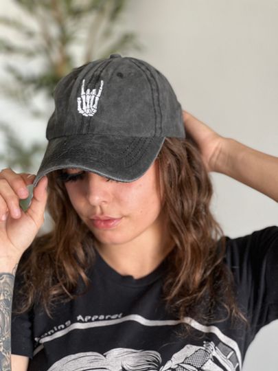 Skeleton Hand Hat, Hang Loose skeleton Hat  , Embroidery Logo baseball hat , Hat