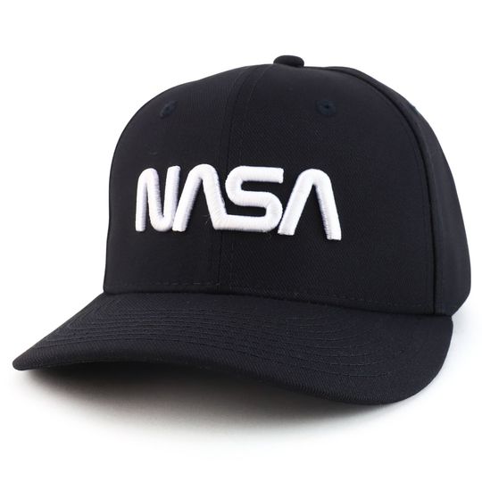 Discover Officially Licensed NASA Worm Letter 3D Puff Embroidered Baseball Cap