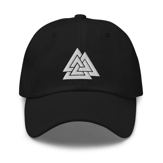 Discover Viking Symbol Valknut Triangles of Power and Glory Embroidered Baseball Cap Dad hat