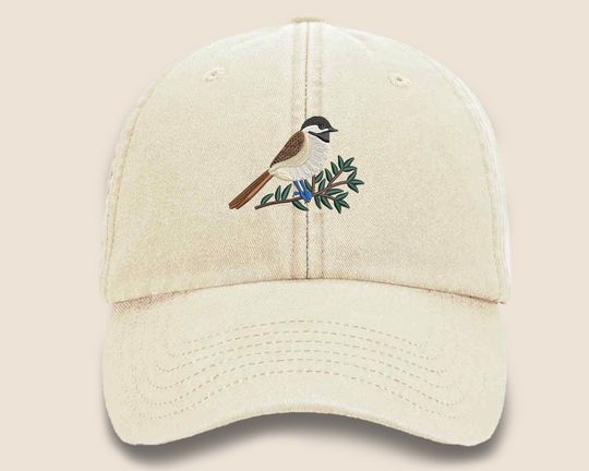 Discover Chickadee Embroidered Baseball Cap, Wildlife Baseball Hat with Animal On It