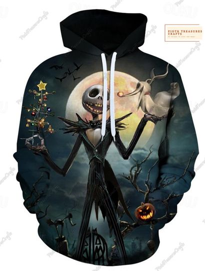 Jack Skellington Hoodie, Disneyland Trip Trendy Hoodie, Magic Kingdom