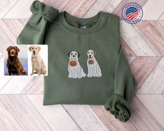 Discover Dog Halloween Sweatshirt,  Ghost Vintage Matching Sweater,