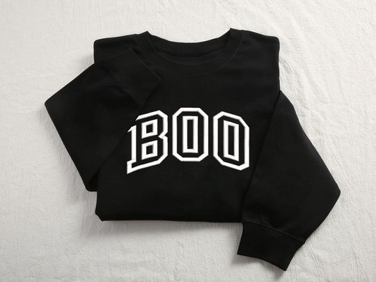 Discover Boo Embroidered Sweatshirt,Boo Spooky Embroidered Halloween Sweatshirt