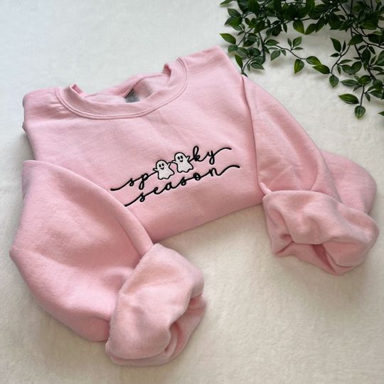Discover Spooky Season Embroidered Sweatshirt | Unisex Hoodie | Long Sleeve