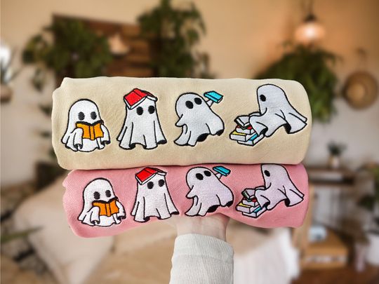 Discover Embroidered Ghost  Book Sweatshirt,Bookish Ghost Sweatshirt,Throne of Glass Gift