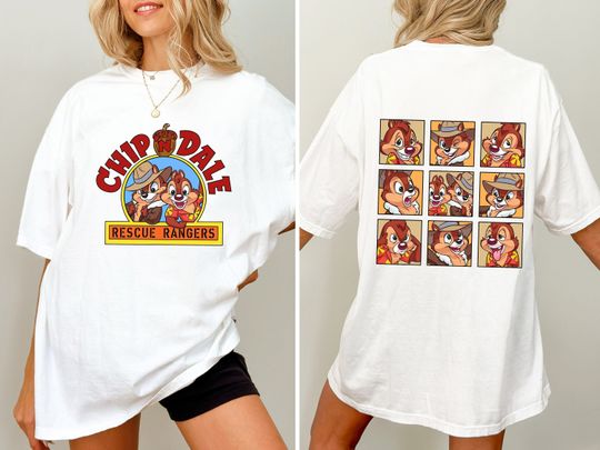Disney 2-sided Chip N Dale Shirt, Double Trouble Chip and Dale Shirt, Chip and Dale Rescue Rangers T-shirt