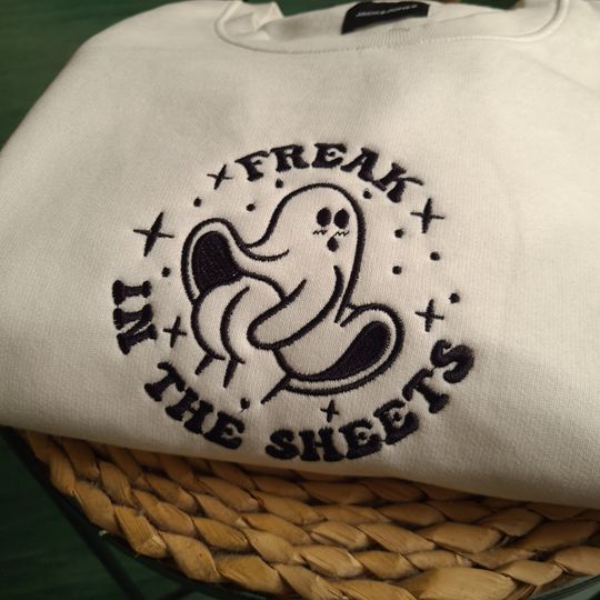 Discover Freak in the Sheets, Embroidered Sweatshirt, Cute Halloween Jumper, Autumn Clothing