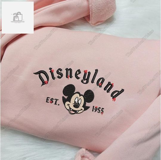 Discover Disneyland Mickey Halloween Embroidered Crewneck Sweatshirt, Halloween Sweatshirt