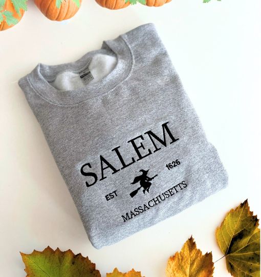 Salem Massachusetts Embroidered Sweatshirt, Spooky Season, Halloweentown