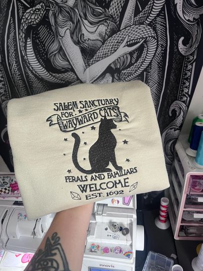 Salem Cat Sanctuary Crewneck Sweatshirt - Halloween Jumper, Spooky Sweatshirt