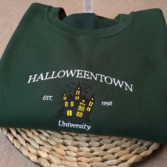 Halloweentown Embroidered Sweatshirt, Halloween Vintage Crewneck, Embroidered
