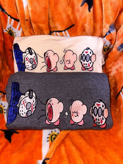 Kirby Jason Embroidered Halloween Hoodie Crewneck Longsleeve