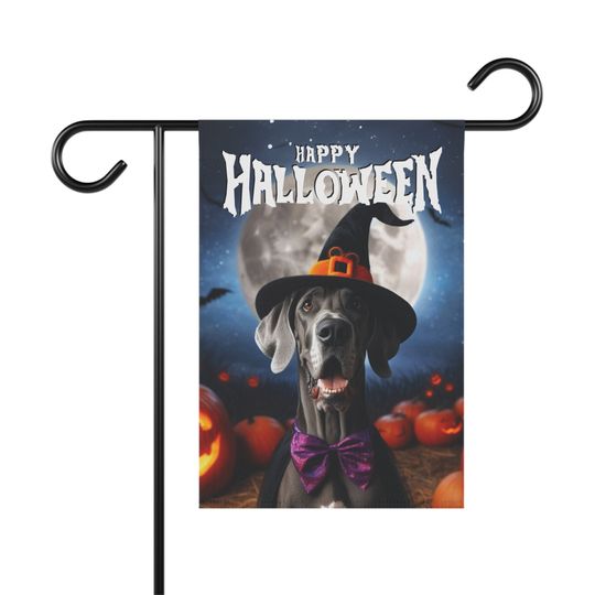 Discover Great Dane Halloween Garden Flag, Witch Hat Dog Banner, Halloween Yard Decoration