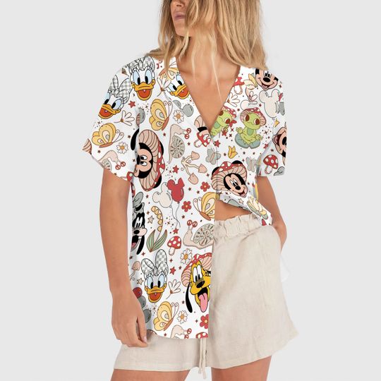 Disneyland Mickey and Friends Festival Hawaiian Shirt, Disney Epcot Button Up Shirt