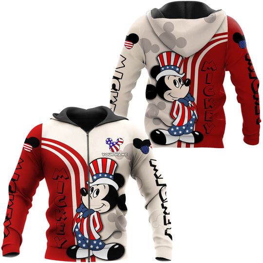 Personalized 2024 Disney Mickey Mouse 3D Zipper Hoodie