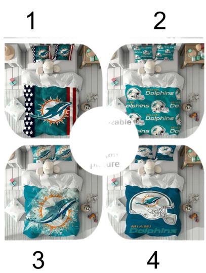 Miami Dolphins Duvet Cover Set Children Room Quilt cover Bedding Set Pillowcase Home Decor Comfortable Gift for Friends.