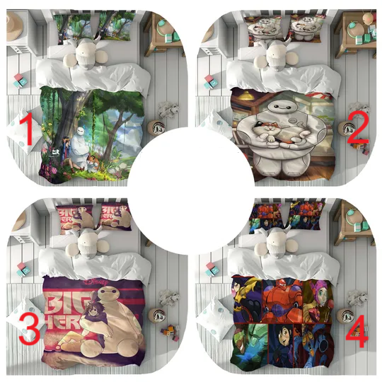 Big Hero 6 Duvet Cover Set Children Room Quilt cover Bedding Set Pillowcase Home Decor Comfortable Gift for Friends.