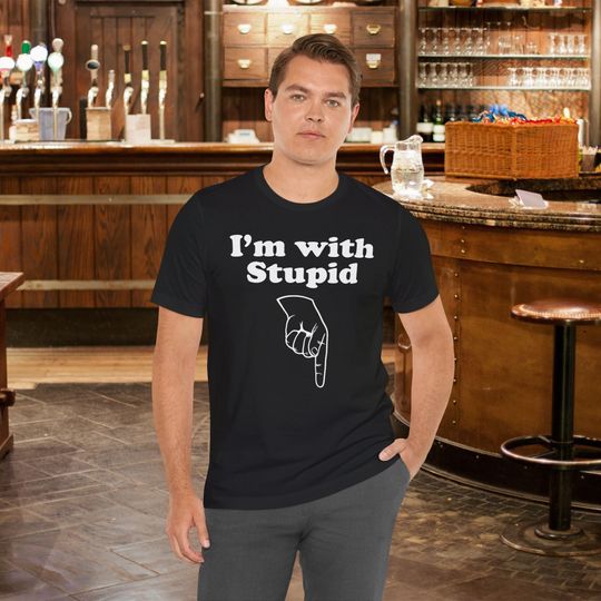 Vintage Retro T-Shirt - I'm with Stupid T-Shirt - Funny Unisex Jersey Short Sleeve Retro Tee Shirt