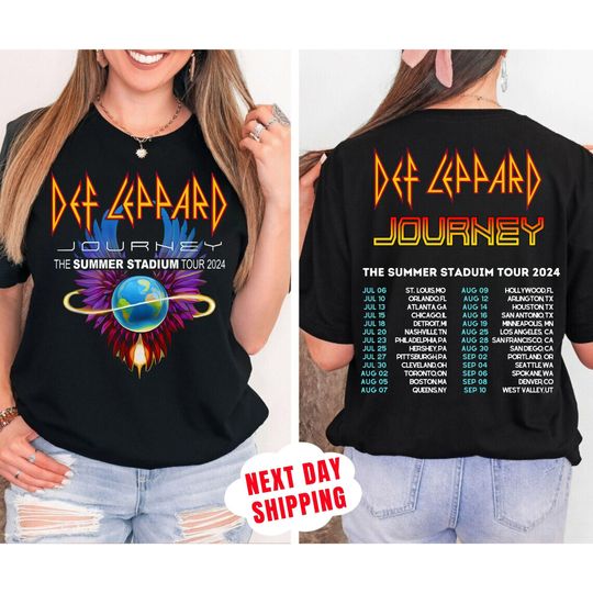 Discover Comfort Colors Def Leppard Journey T-Shirt, Journey Summer Stadium Tour 2024 Tee, Def Leppard Fan Shirt, Def Leppard And Journey Merch