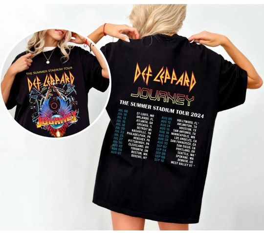 Discover 2024 Def Leppard And Journey Summer Stadium Tour Shirt, Def Leppard Fan Shirt, Journey Band Tour 2024 Shirt, Def Leppard And Journey Merch