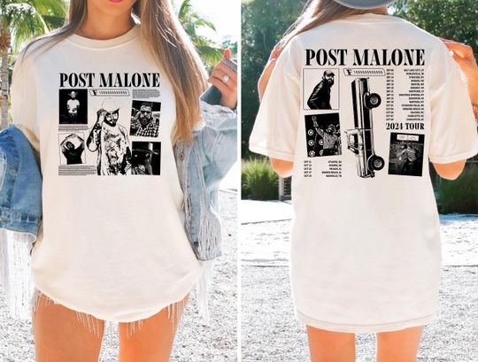 Discover 2 Sides Post Malone T-Shirt, Posty Trillion Vintage Music Tour, Posty Trillion Vintage Music Tour, Posty Tour 2024, Oversize, Comfort Colors