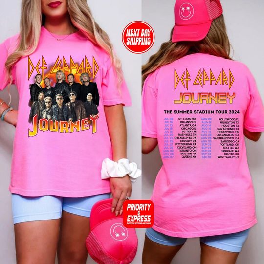 Comfort Colors Def-Leppard And Journey Summer Stadium Tour 2024 Shirt, Journey Tour Shirt, Def Leppard Shirt, Rock Music, Journey Fan Gift