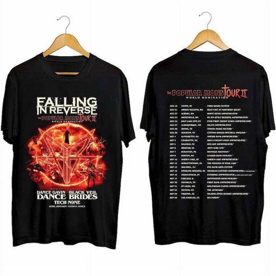 Falling In Reverse The Popular Monstour II Tour 2024 Shirt, Falling In Reverse 2024 Concert Tee, Falling In Reverse Band Shirt, Gift For Fan