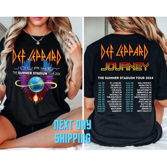 Discover Def Leppard T-Shirt, Journey Summer Stadium Tour 2024 Tee, Def Leppard Fan Shirt, Def Leppard And Journey Merch
