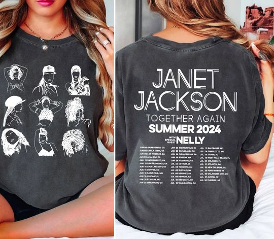 Discover Retro Janet Jackson Together Again 2024 Tour 2sided Shirt, Janet Jackson 2024 Tour Tee, Janet Jackson Comfort Colors, Janet Jackson Fan Gift