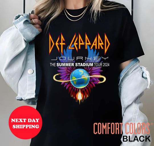 Discover Comfort Colors Def-Leppard And Journey Summer Stadium Tour 2024 Shirt, Journey Tour Shirt, Def Leppard Shirt, Rock Music, Journey Fan Gift