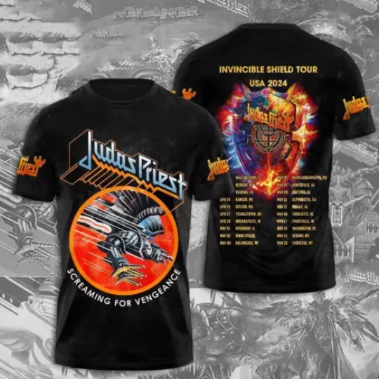 Discover Judas Priest Invincible Shield 2024 Tour Shirt Judas Priest 3D T-Shirt All Sizes
