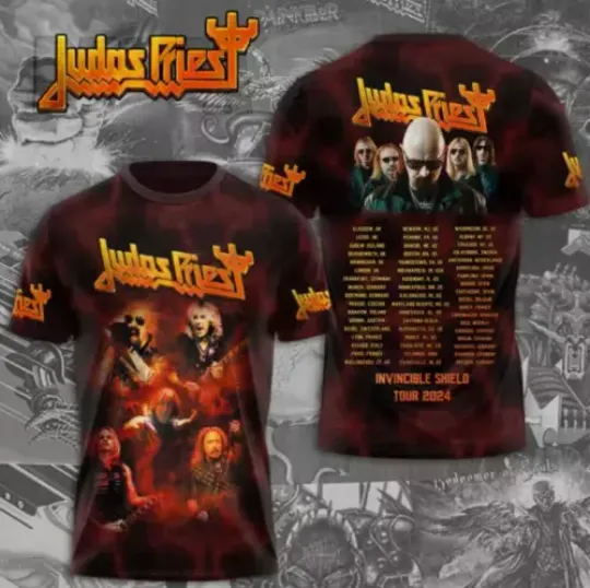 Discover Judas Priest Invincible Shield 2024 Shirt,Judas Priest 3D T-Shirt All Sizes