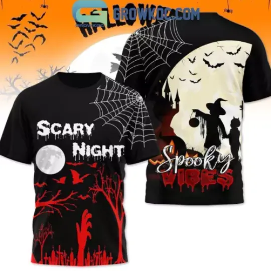Halloween Scary Night Spooky Vibes Fan 2024 T-Shirt
