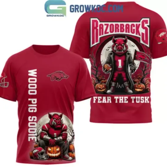 Discover Arkansas Razorbacks Fear The Tusk Woo Pig Sooie T-Shirt