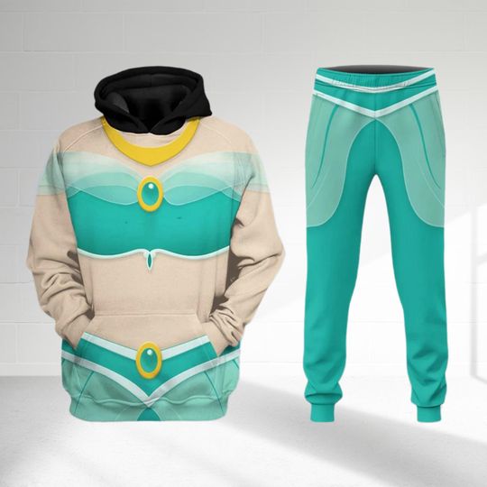 Aladdin Jasmine Costume 3D Hoodie, Jasmine Princess Cosplay Costume Sweatshirt, Cartoon Movie Costume 3D Sweatshirt , All Over Print Outfit