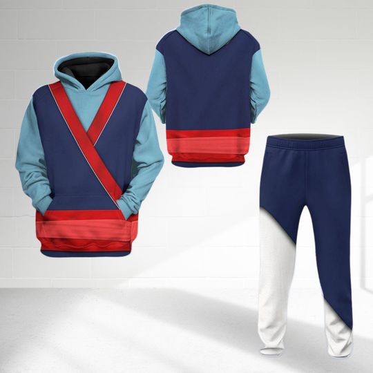 Mulan Halloween Costume 3D Hoodie, Mulan Princess Cosplay Costume Sweatshirt, Cartoon Movie Costume 3D Sweatshirt , All Over Print Outfit