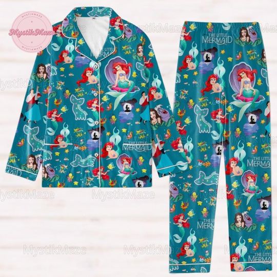 Discover Halloween Ariel Pajamas Set, The Little Mermaid Womens Pajamas, Magic Kingdom Shirt, Disneyland Girls Trip, Disney Princess Fan Gift