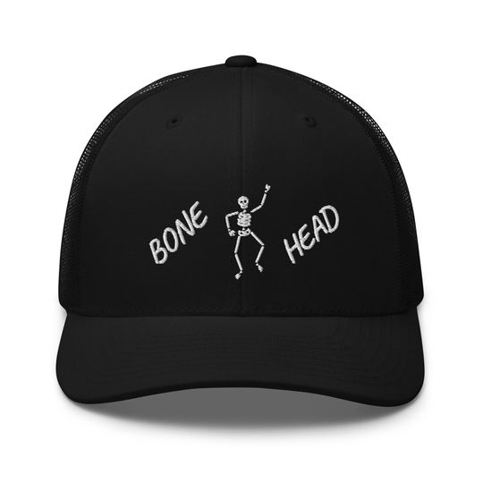 Discover Dancing skeleton bonehead Trucker Cap, Halloween hat, bone head cap
