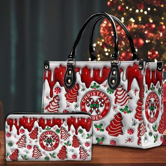 Discover 3D Inflated Christmas Vibes Handbag With Handle & Wallet, Christmas Snack cake Bags, Christmas Gift for her, Christmas Accessories