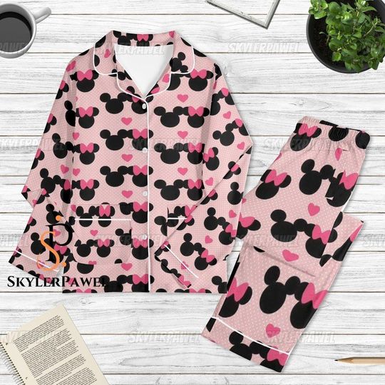 Discover Mickey Minnie Pajamas Set, Mickey Minnie Shirt, Mickey Ear Pajamas, Cartoon Matching Pajamas Set, Disneyworld Pajamas, Minnie Pajamas