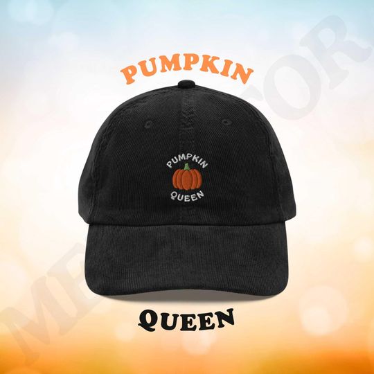 Discover Pumpkin Queen Embroidered Corduroy Hat | Halloween and Fall Cap
